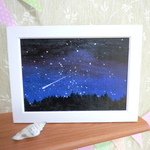 油絵　『流れ星』　額付き