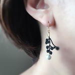   レース ブレード コットンパール ピアス    イヤリング             フラワー  ウェディング    パール    秋冬