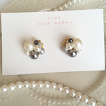 パールビジューピアス(グレーブラック)♡送料込み