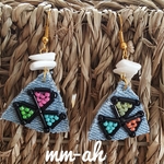 カラフル三角デニム刺繍ピアス