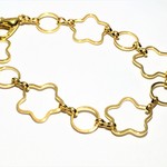 バッグチャーム＆ブレスレットチェーン完成品　５個セット　花と丸ゴールド♪ 