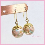 🌸フラワーパールのピアス／イヤリング ピンクオレンジ
