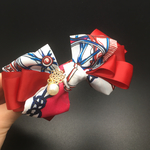 スカーフリボン🎀スカーフ＋レッドリボン🎀透かしフラワー＋10mmパールラインストーン付きバレッタ（定形外郵便郵送料無料）