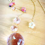 春 ピンクのお花 スワロフスキーサンキャッチャー