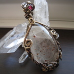 ガーネットインスモーキークォーツ　ワイヤーペンダントトップ　A