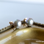 14kgf 淡水パール グレー 9mm 一粒ピアス