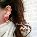 ＊バレンタインハートビジュー＊ピンク＊(ピアス・イヤリング・チタンピアス)＊