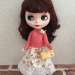 22センチドール トップス&スカート バッグ付き 春色ピンク 小花柄