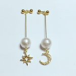 star & moon 揺れるコットンパール シンプル ボディピアス