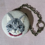 猫の刺繍バックチャーム アメリカンショートヘア
