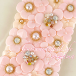 ビジュー&スワロ♡お花のスマホケース