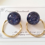 キラキラカボション×リングピアス