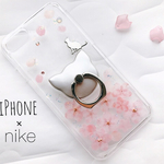 *Spring Dream*~桜咲く iPhoneケース iPhone7/plus/6… ねこ 押し花風 春 猫 スマホケース