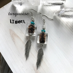 ターコイズとガラスの大人シルバーピアス