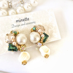 Green Swarovski ビジューピアス