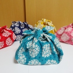 再販☆送料無料！☆お弁当箱サイズのあずま袋（まんまるお花）