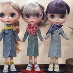 リカちゃん、ブライスちゃんダンガリーシャツワンピ　ブルー