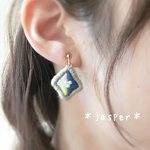 ＊jasper＊ 刺繍×ビーズ  パッチワーク風ピアス&イヤリング《送料無料》