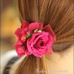 レッドベリー色の薔薇の髪飾り№2