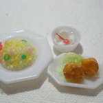 チャーハン＆からあげ＆杏仁豆腐☆ミニチュア