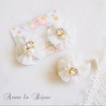 ママとお揃い◡̈春色♡シフォンフラワーとビジューのピアス&ヘアクリップ