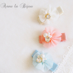 春色♡シフォンフラワーとビジューのヘアクリップ