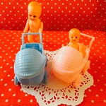 再入荷★ベビーシャワー★ベビーカー★ピンク&ブルーセット【ミニチュア ドールハウス】