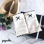 再*2販！ハンドメイド よだれパッド★ベージュボーダー ブラックリボン  エルゴ 肩紐
