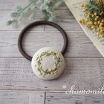 「再販」ミモザリースの刺繍ヘアゴム