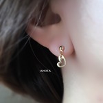 オープンハート ピアス/イヤリング  ゴールド  シンプル スタッド