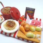 hand:made:ミニチュア：ドールハウス：スパゲティミートソース作りセット：