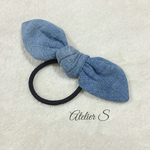 【オーダー制作品 再販1】キュッと結んだデニムリボンヘアゴム(Ver.1)