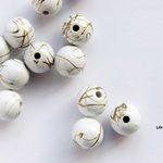 white chocolate★ball　10㎜　アクリルラウンドビーズ　20個　ゴールドライン