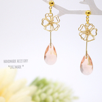 桜×ガラスドロップ♡春色揺れるピアスorイヤリング