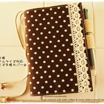 ほぼ日手帳オリジナルサイズ対応A6手帳カバー　 チョコドット水玉ｘレース 