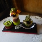 SALE😊🌈👌😉🍀🍀再制作なし  ❤❤ ミニチュア  ドールハウス カフェ 和菓子  スイーツ  ケーキ  パフェ  抹茶  白玉