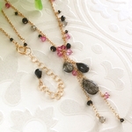 【ご予約品】ブラックルチルとピンクトパーズのネックレス(K14GF)