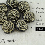 送料無料 ★ Vintage Design Beads :   Roze Black  ２4pcs  7-I 