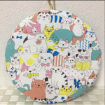 【送料無料】色んな猫ちゃん沢山のまーるい鍋敷き ポットマット
