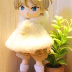 オビツ11＊ふわもこポンチョセット（ベージュ小花）