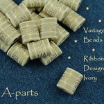 ◆ 送料無料！ Vintage Beads Ribbonデザインイアイヴォリー ２０pcs  51-K ◆
