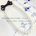 back ribbon pearl necklace (ネイビー)
