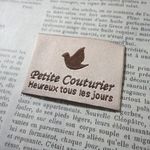 petite couturierマーク刺繍タグ　小鳥　クリーム　５枚セット