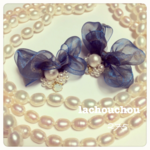 ♡オーガンジー♡リボン♡コットンパール♡イヤリングピアス