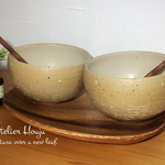 二人のまーるいカフェオレボウル/ごはん茶碗にも （アイボリー2つセット）