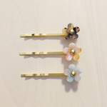 【3つセット】べっこう風お花のヘアピン