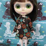 greenstudio＊ブライス＊茶花柄ワンピース