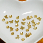 <30個> 蝶々とお花 メタルパーツアソート レジン封入 ゴールド