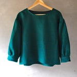 起毛リネンのブラウス グリーン