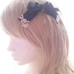 リボンヘアクリップ(ブラック×ステラ)